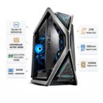 Custom gaming PC with a Ryzen 9 9950X 3D processor, an ASUS Astral RTX 5090 graphics card with 32 GB of memory, 64 GB of DDR5 RAM running at 6000 MHz, a 2 TB NVMe SSD, and Windows 11 Pro