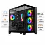Gaming PC with an Intel Core i7-14700F processor, an RTX 5060 graphics card with 8 GB of memory, 16 GB DDR5 RAM, 1 TB NVMe SSD, and Windows 11 Pro