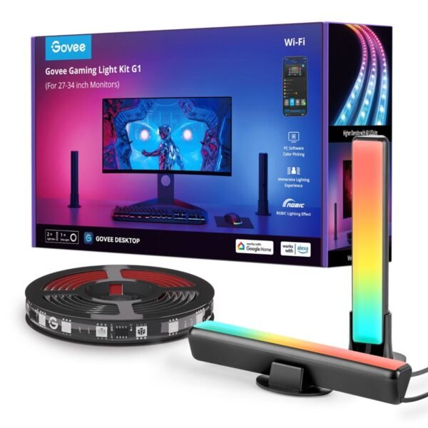Jovi Computer Monitor Light Strip with Backlighting and a 27–34-inch Light Strip (Synchronized via Computer Software)