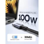 ⁦كيبل UGREEN USB-C إلى USB-C بغلاف ألمنيوم ومضفر 1 متر (أسود) US316-70427⁩ - الصورة ⁦3⁩