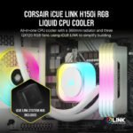 ⁦مبرد المعالج السائل Corsair iCUE H150i RGB 360 مم ELITE - أبيض⁩ - الصورة ⁦2⁩
