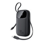باور بانك بشاشة رقمية من Baseus EnerFill FC31 Qpow3 مع كابلين USB-C مدمجين بقدرة 20000 مللي أمبير في الساعة 45 وات - أسود كوني