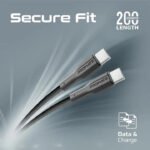 ⁦كابل بروميت فائق المرونة USB-C إلى USB-C بقدرة 60 واط، شحن قياسي 2A، بطول 3 أمتار - أسود⁩ - الصورة ⁦6⁩