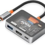 محول موسيل متعدد المنافذ من USB-C إلى HDMI - يدعم دقة 4K بمعدل 60 هرتز، وUSB-A بسرعة 5 جيجابت في الثانية، وشحن سريع بقدرة 100 واط، قاعدة توصيل 3 في 1 من سبائك الزنك لأجهزة MacBook