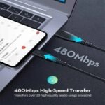 راف باور آر بي سي بي ٠٤٦ كابل يو إس بي اي إلى تايب سي بطول متر باللون الأسود - Image 5