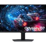 Samsung Odyssey G7 G70F 27-inch monitor with 4K resolution (3840×2160), dual refresh rate of 180Hz or 360Hz FHD, 1ms response time, G-Sync, Pivot, HDMI 2.1, Flat IPS Panel – Black