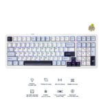⁦لوحة مفاتيح ميكانيكية لاسلكية AULA F99 بنسبة 98% – سويتش Reaper – أزرق ابيض اسود⁩ - الصورة ⁦2⁩