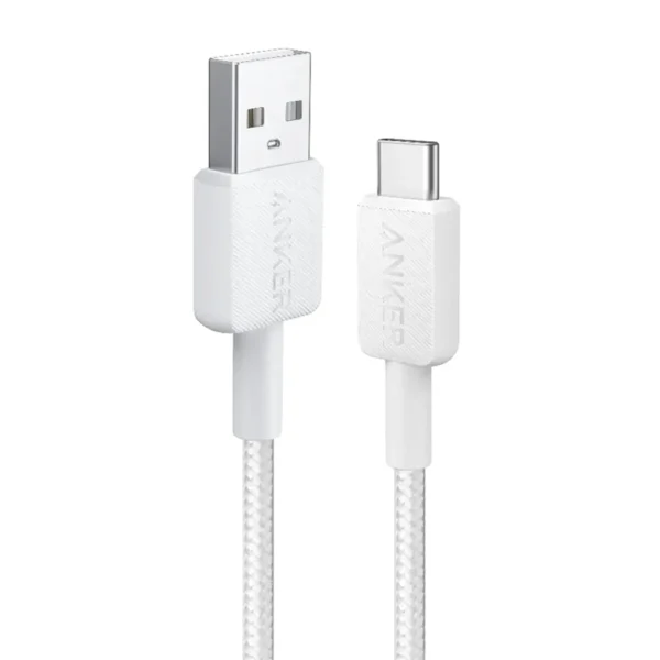 Anker 322 USB-A to USB-C Fast Charging Braided Cable (0.9 m/3 ft) – White, A81H5H21