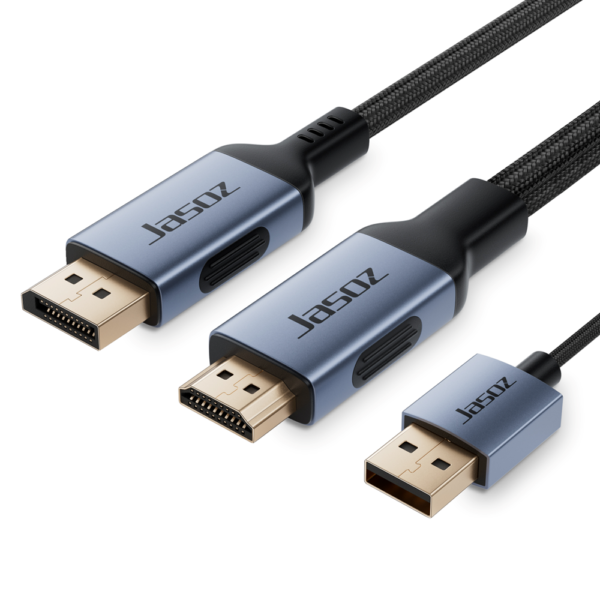 Jasoz A140 HDMI to DisplayPort Cable 4K HDMI male to DP male , USB Powered, 2M