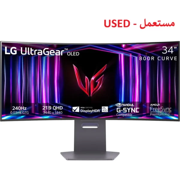 LG 34” GS95QE UltraGear OLED 2K 240Hz 0.03ms Curved HDR400 Gaming Monitor (USED مستعمل)
