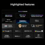 ASUS 34″ ROG Strix OLED XG34WCDMTG Curved QD-OLED 240Hz 0.03ms with Smart Google TV WiFi 6 HDR USB-C 90W KVM HDMI 2.1 Gaming Monitor - Image 9