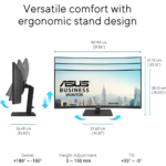 ASUS 34″ VA34VCPSR 100Hz Curved WQHD VA HDR Speaker USB-C 96W Docking Monitor - Image 3