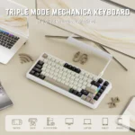 ⁦Attack Shark M86 Wireless 75% Tri-Mode Gaming Keyboard, Cheese White – Blueberry Switch⁩ - الصورة ⁦3⁩