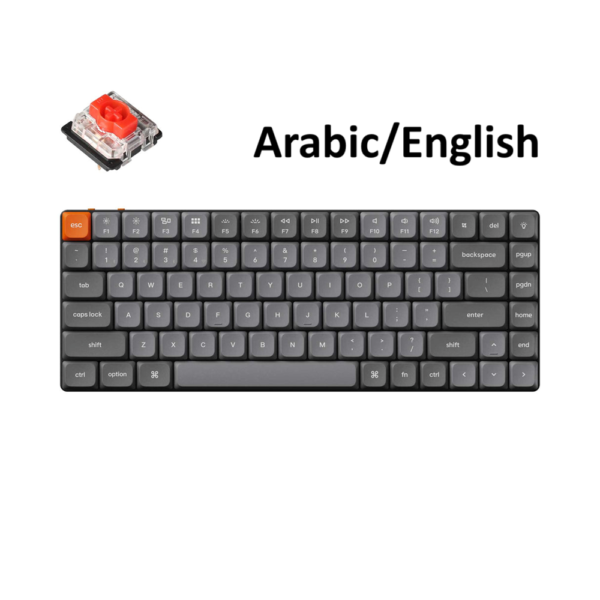 KeyChron K3 Max Compact Wireless Customizable Gaming Keyboard Mechanical Low Profile Red Switch, K3M-H1, Black – Arabic/English