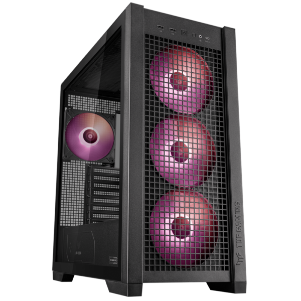 ASUS TUF Gaming GT302 ARGB Tempered Glass Mid Tower PC Case – Black, 4-Fans