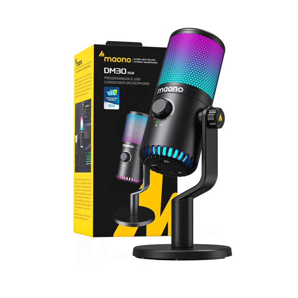 woo-sync-1790356606987-84c7d2 Maono DM30RGB Programmable USB Condenser Gaming Microphone – Black - الصورة 1