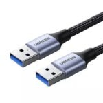 كيبل يو إس بي (USB) من يوغرين - ذكر إلى ذكر - يو إس بي ٣.٠ - غلاف ألمنيوم مضفر - ٢ متر (أسود)